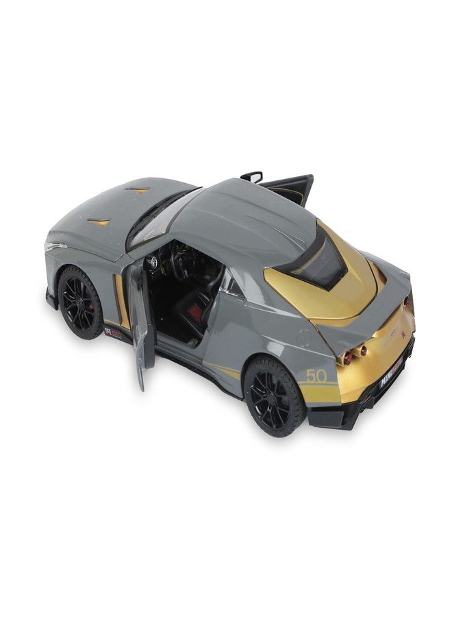 SMALL CLAP® Miniauto 1:24 Nissan GTR 50 Diecast Model Pull Back | Openable Door Function | Front Hood & Back Dicky Openable | Front & Back Lamp Can be On | Lights & Music for 3 Years & above (Grey) - Image 5